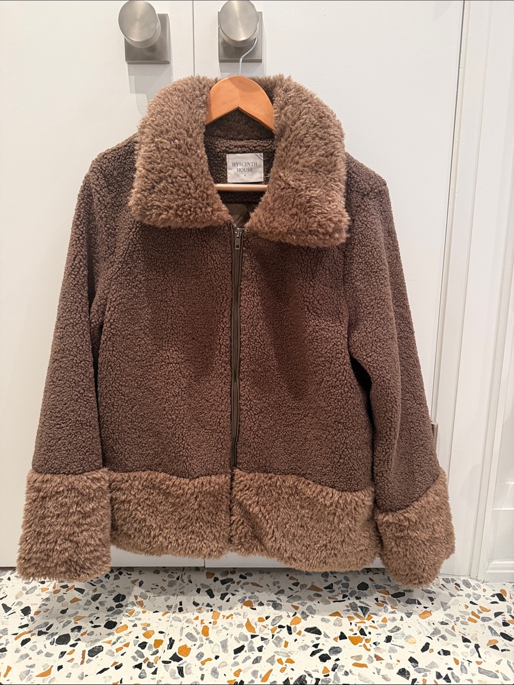 Women's Teddy Zip-Up Jacket in Brown by Hyacinth House